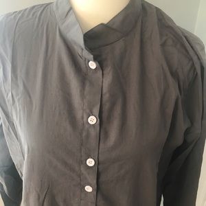 Nehru collar long sleeve cotton dress